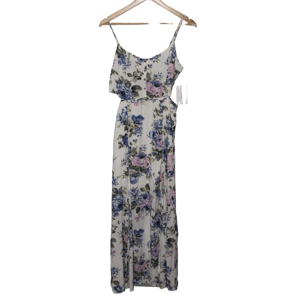Womens Abercrombie & Fitch White Floral Print Cut Out Maxi Dress Size Medium